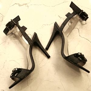 Express double ankle-strap gemstone heels, 8.5